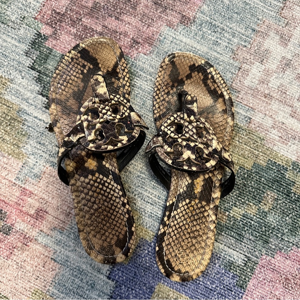 Tory Burch Stamped Snake Print Sandals